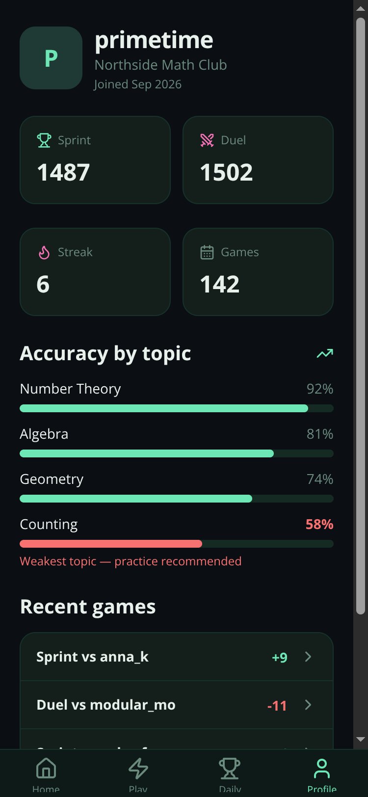 Mathblitz screen 1