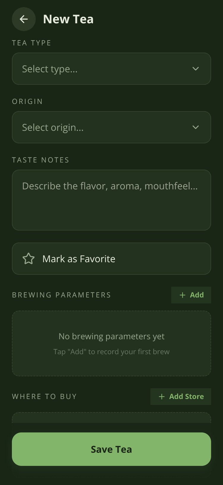 The Tea Journal screen 1
