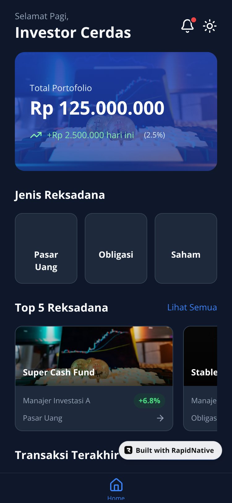 InvestTrack screen 1