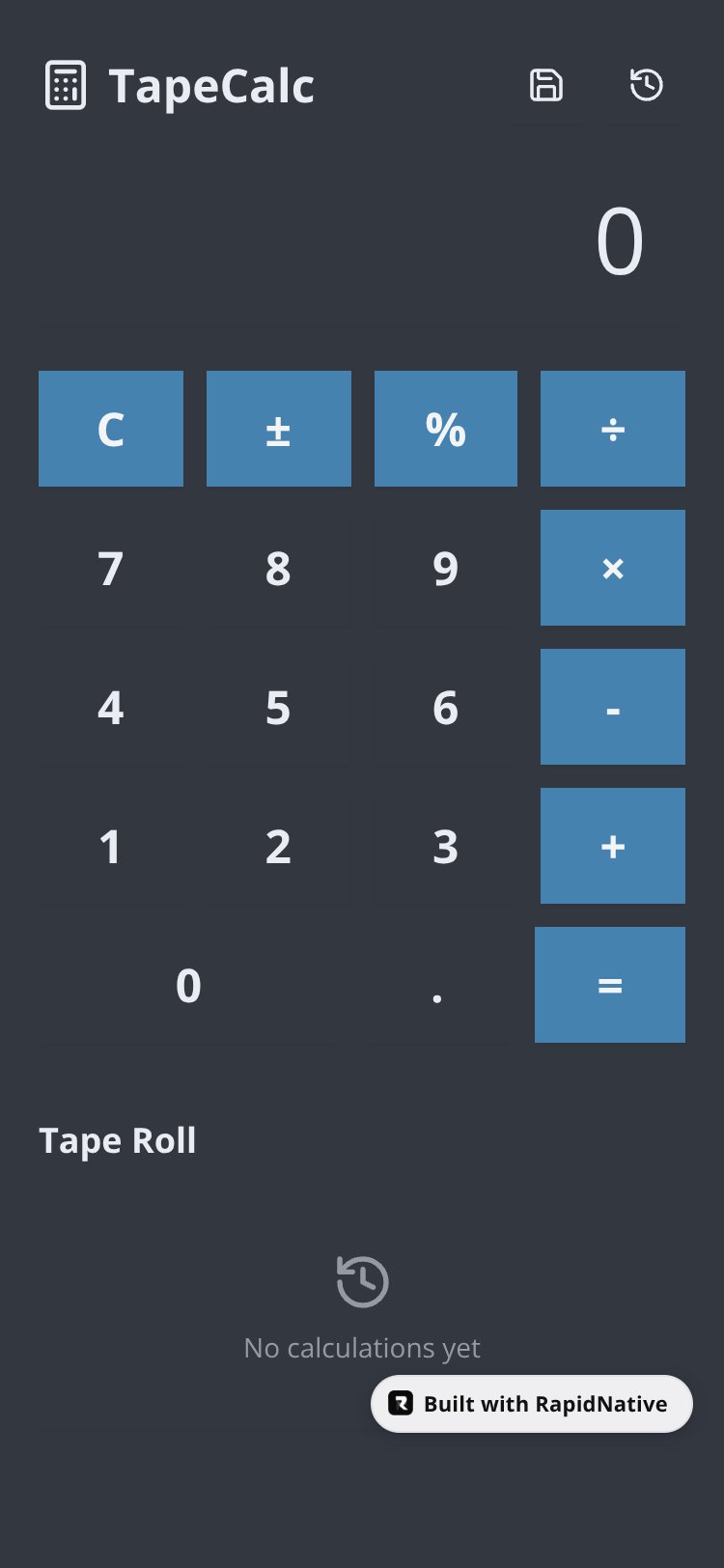 TapeCalc screen 1