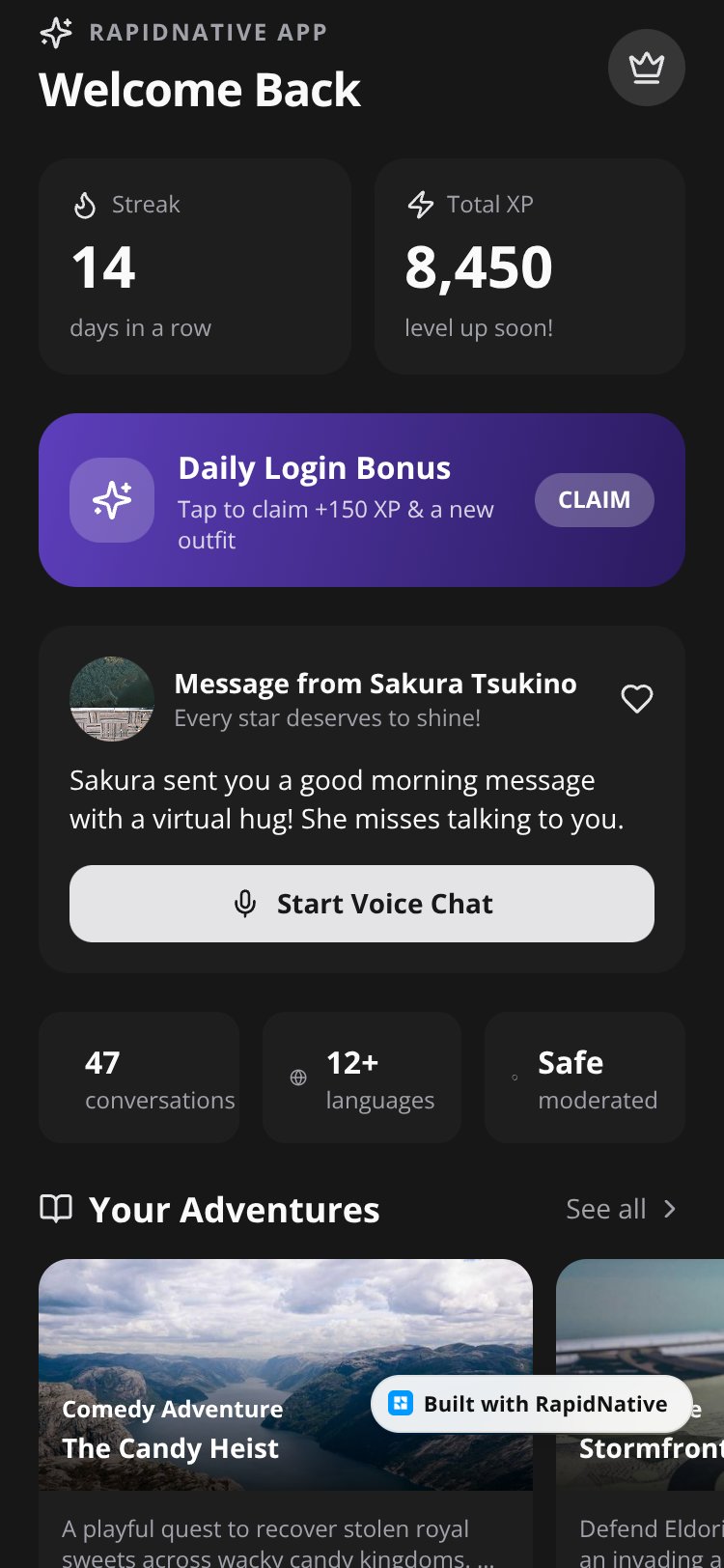 App Concept: FictionVerse AI screen 1