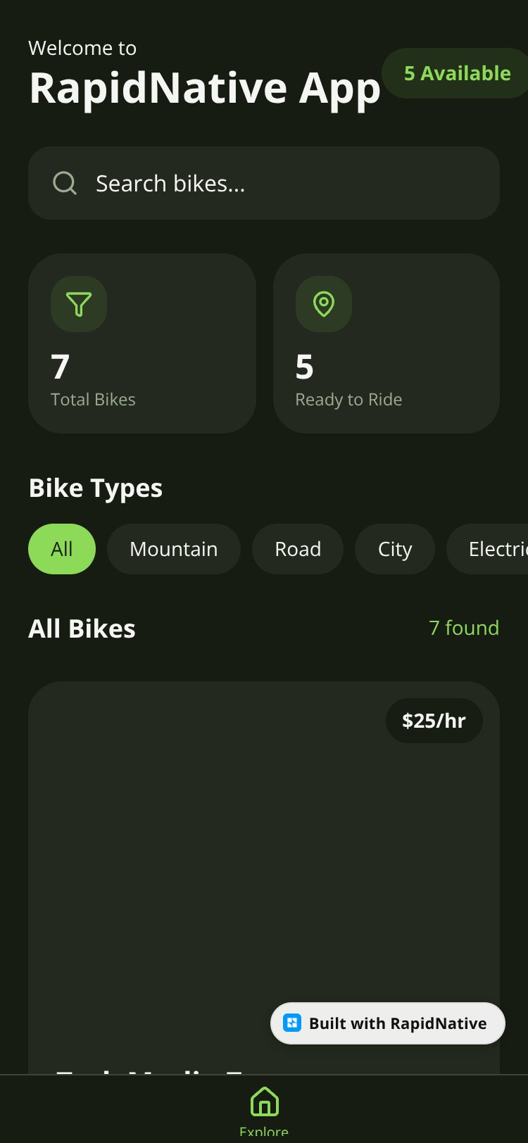 RapidNative App screen 1