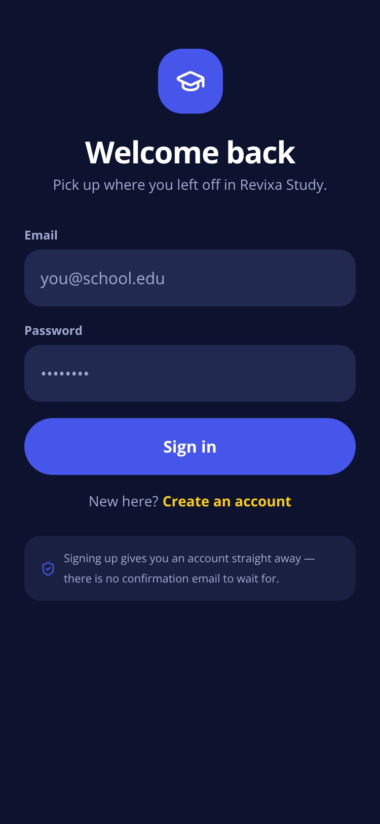Revixa Study screen 1