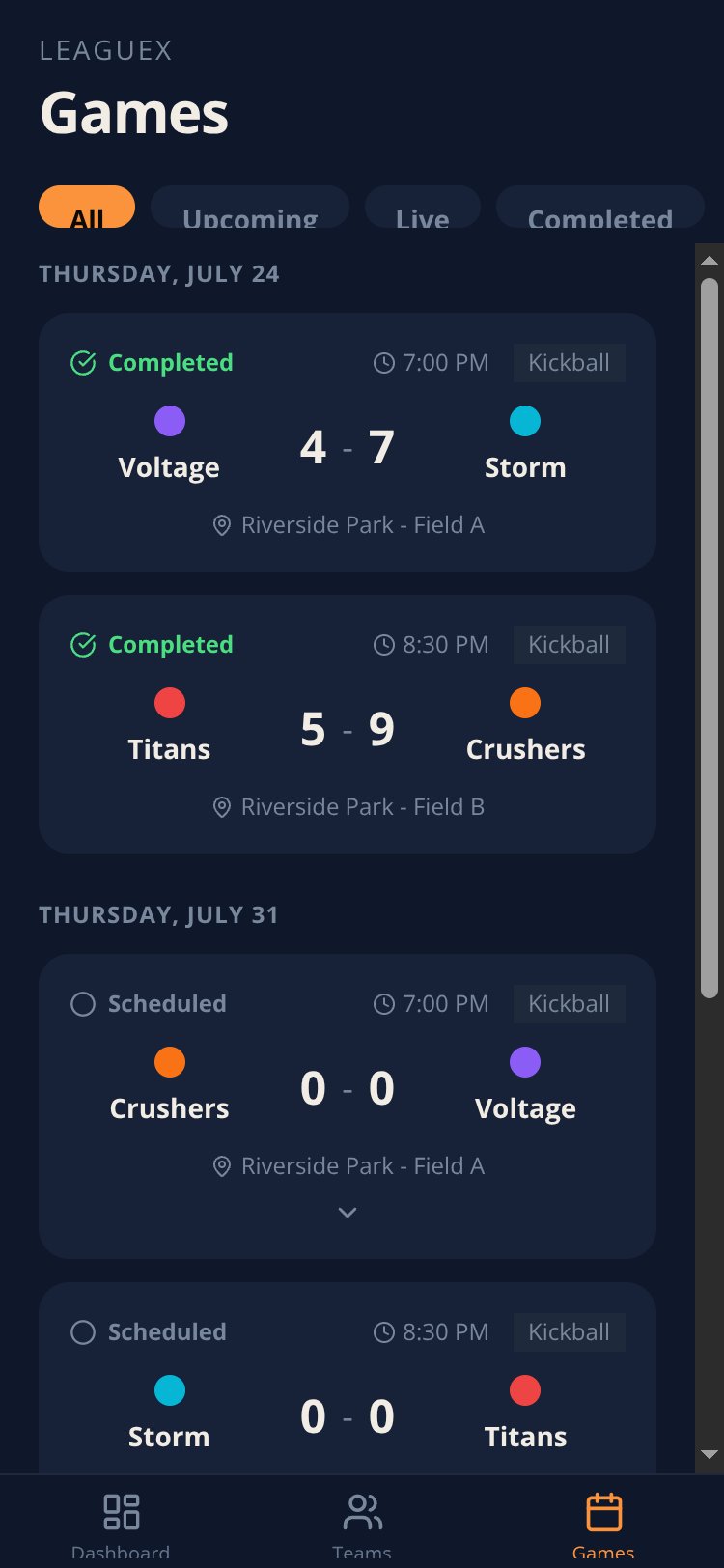 LeagueX screen 3
