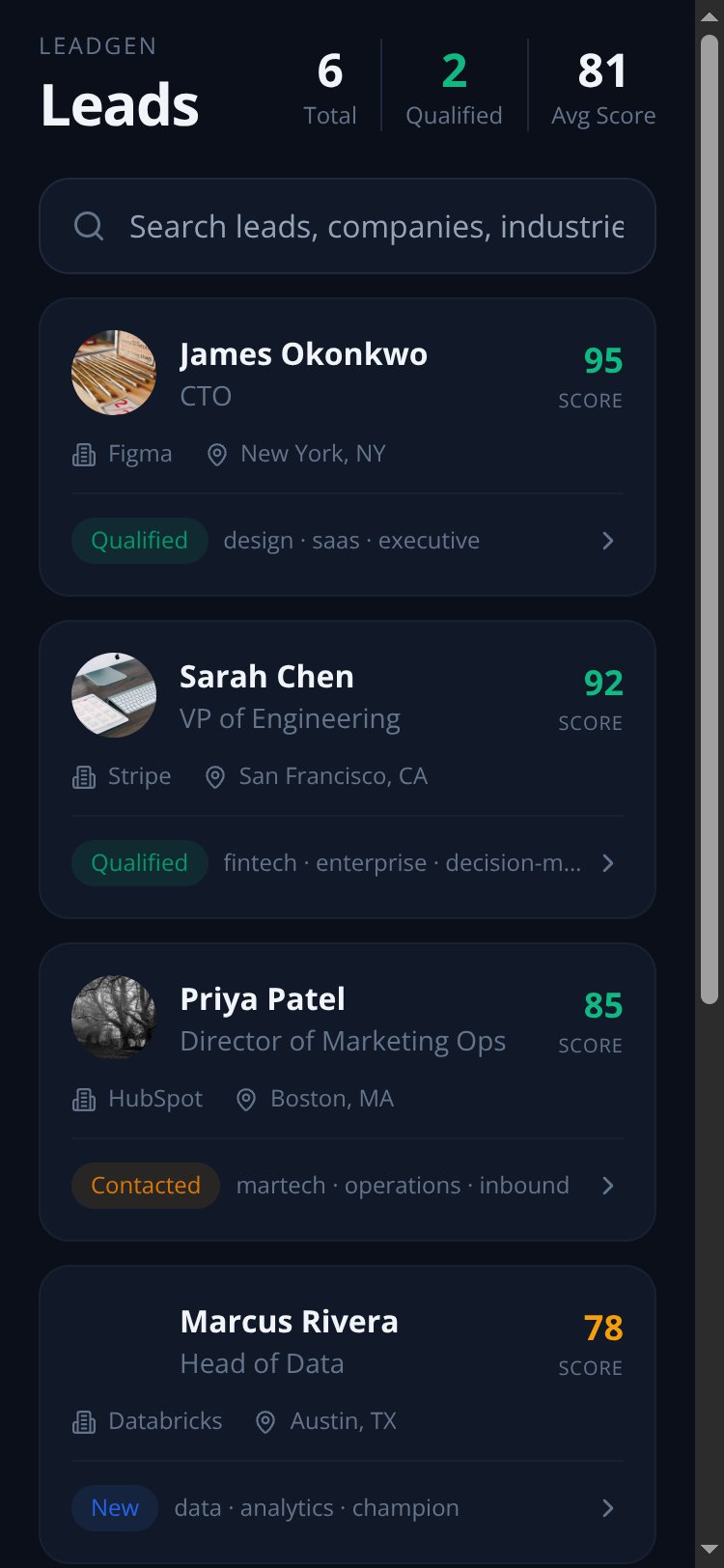 LeadGen screen 2