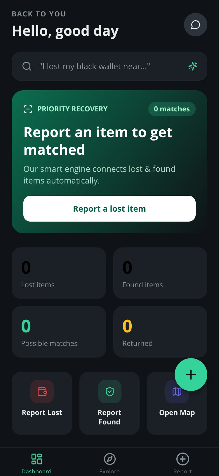 FindBack screen 2