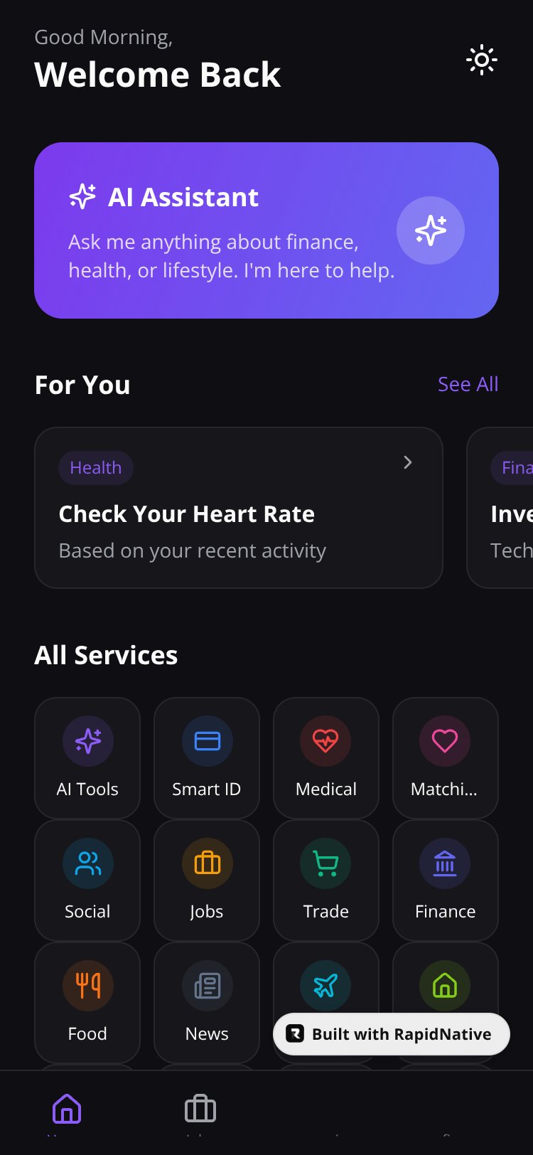 UniVerse Super App screen 1