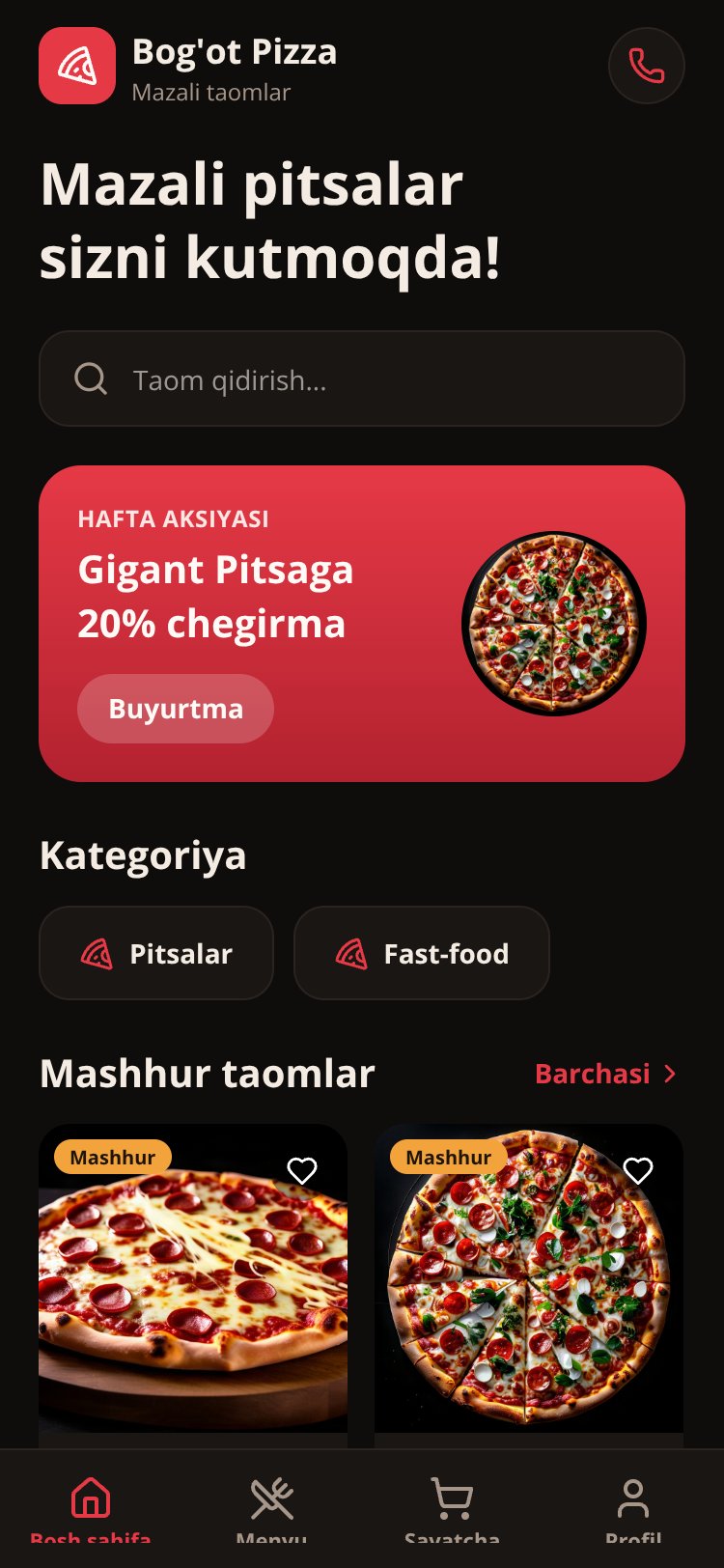 Bog'ot Pizza screen 1