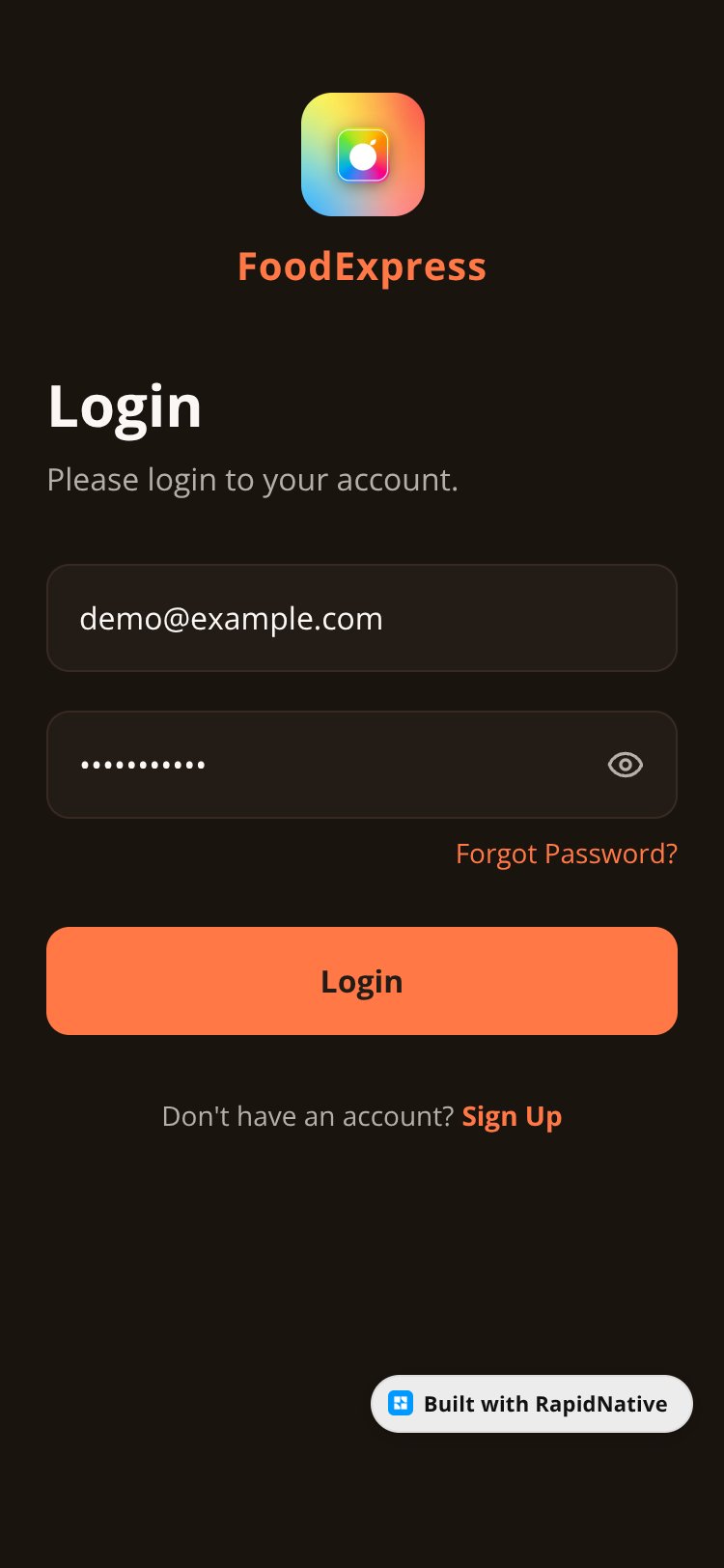 FoodExpress screen 1