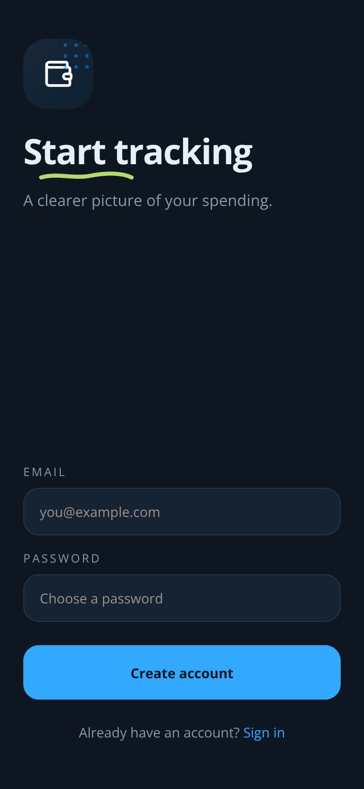 Pocket Ledger screen 1