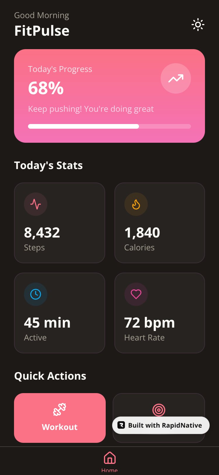 FitPulse screen 1