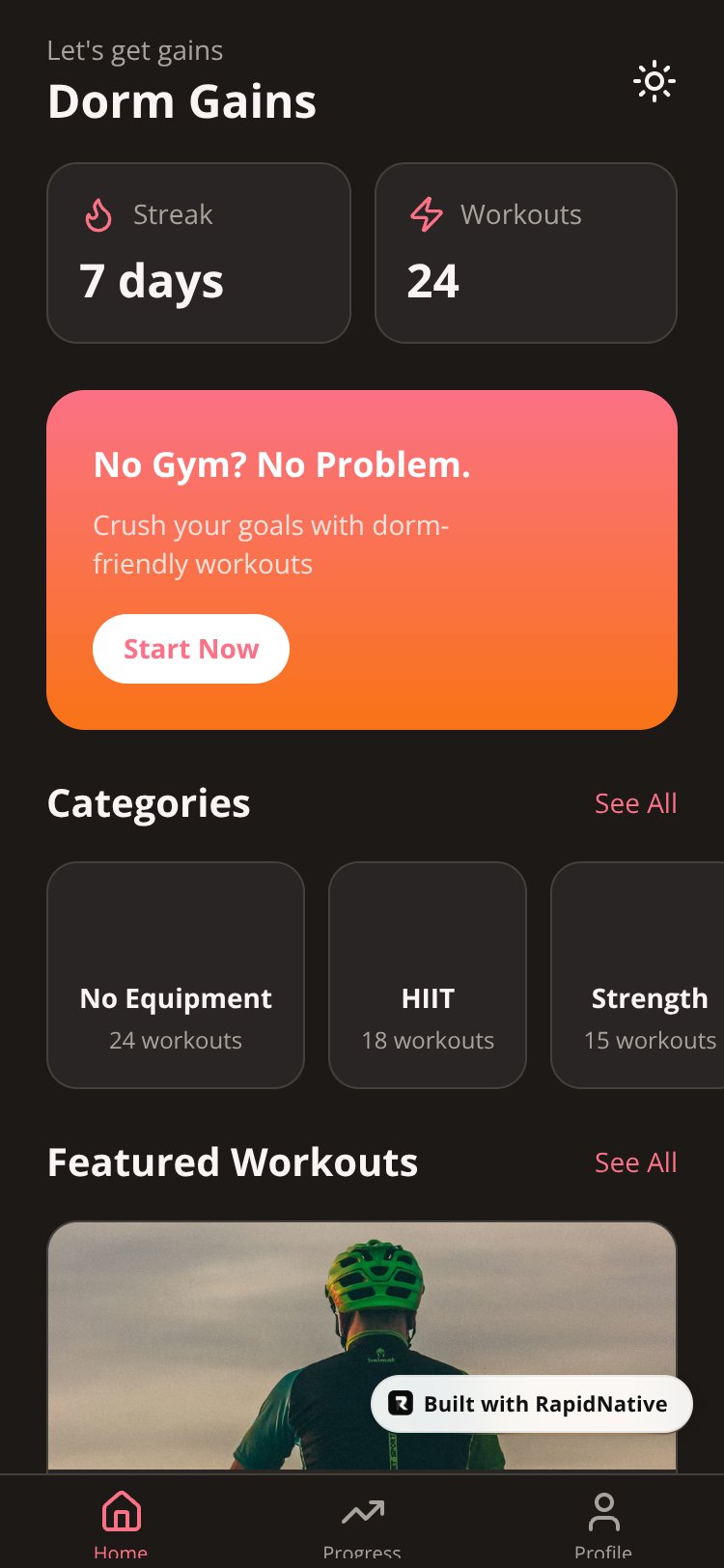 Dorm Gains screen 1