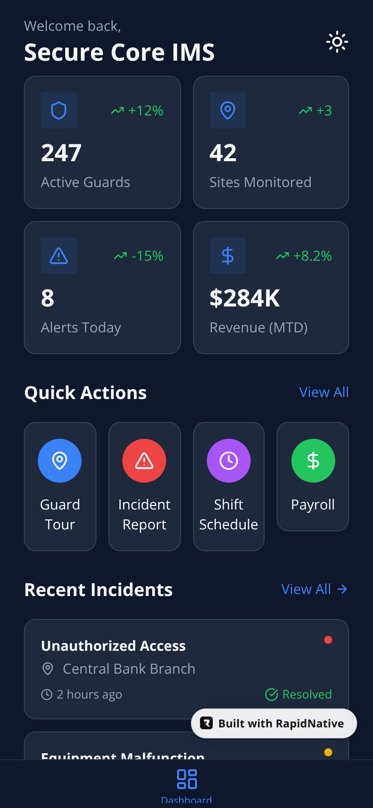 Secure Core IMS screen 1