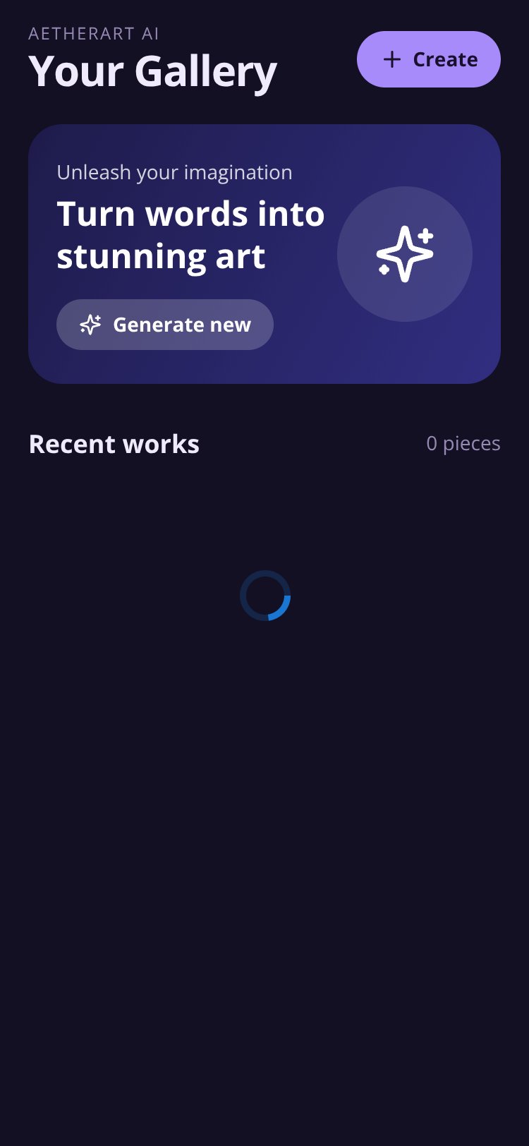 Aetherart AI screen 2