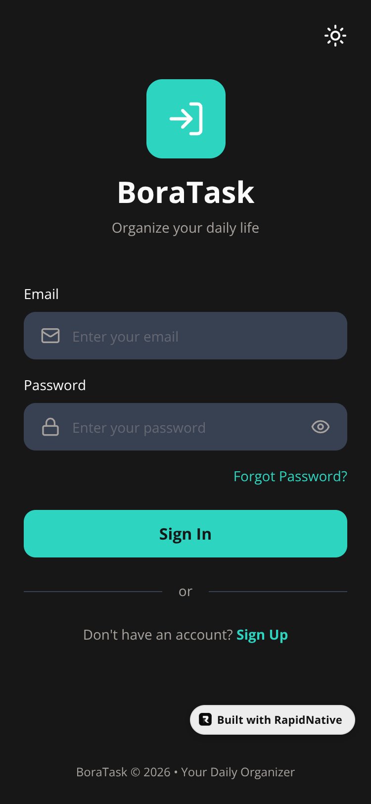 BoraTask screen 1