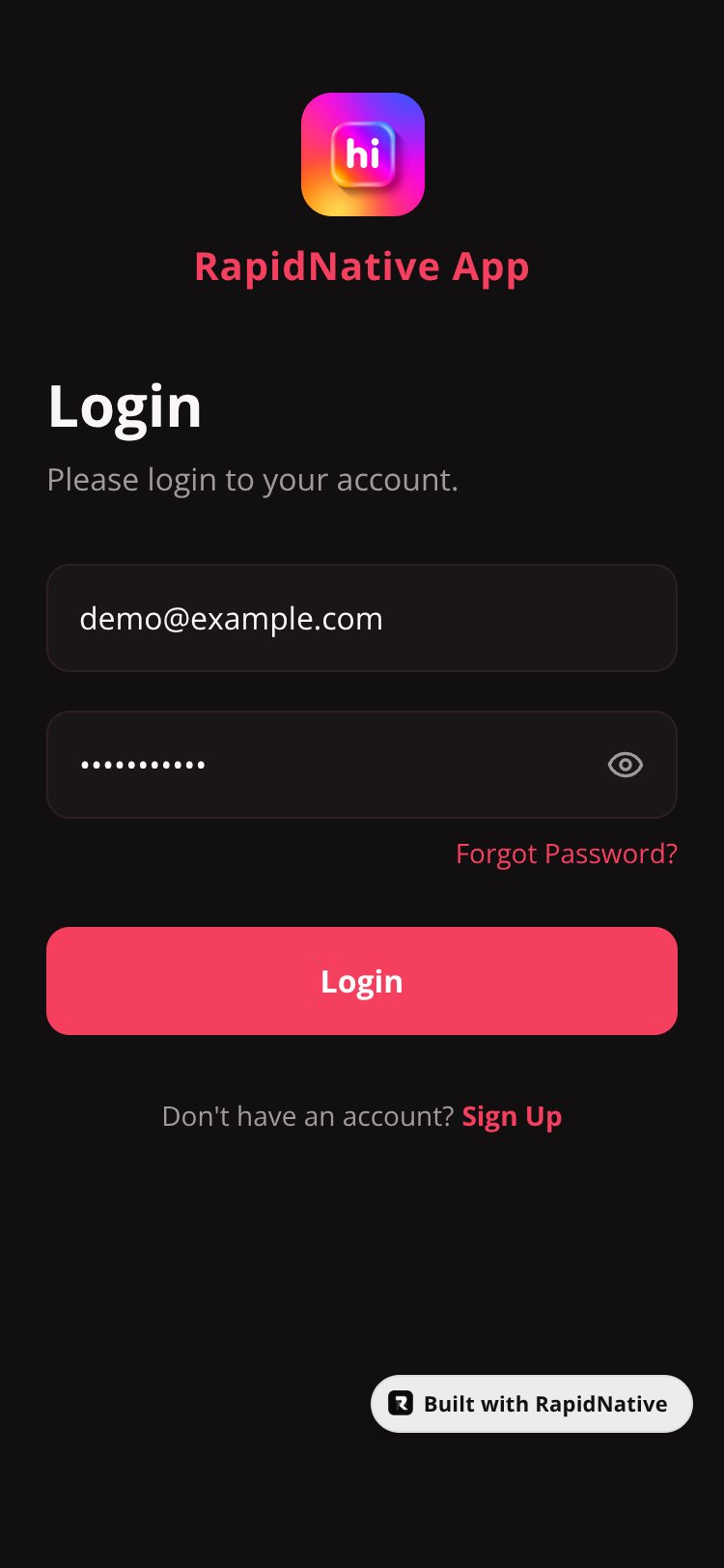 RapidNative App screen 1