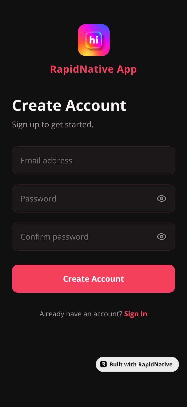 RapidNative App screen 2