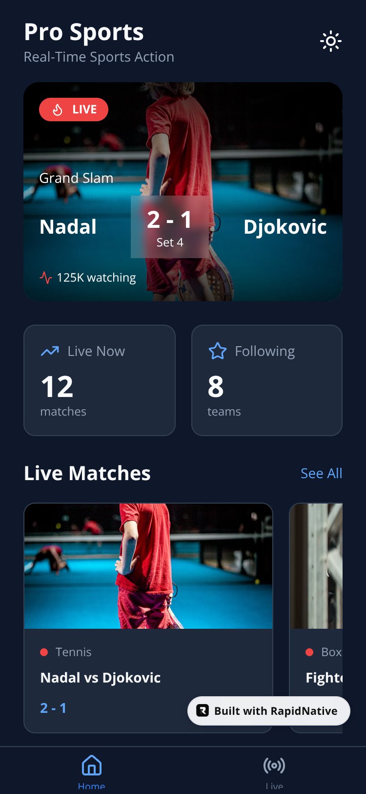 Pro Sports screen 1