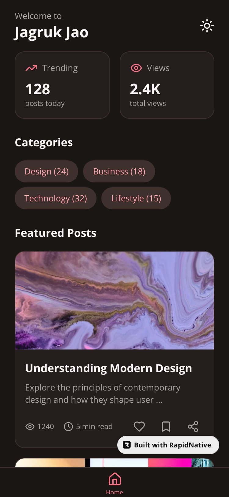 SampleApp screen 1