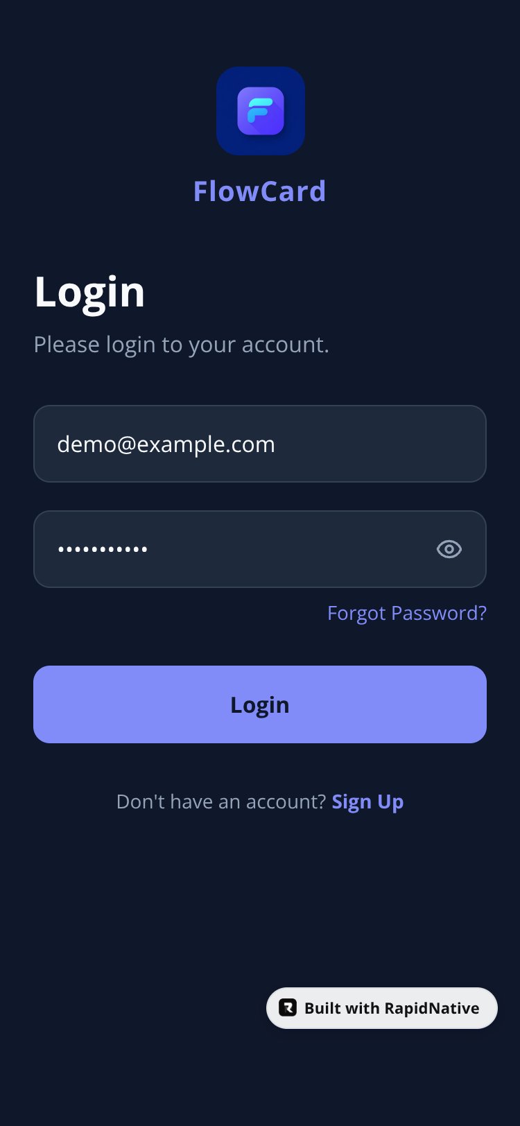 FlowCard screen 1