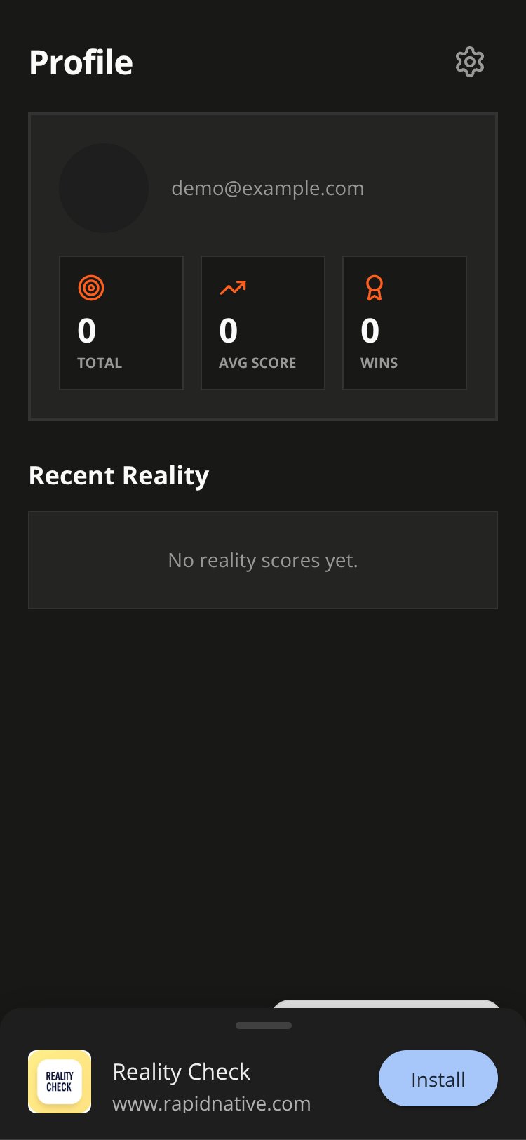 Reality Check screen 2
