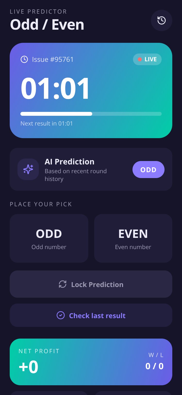 OddEven Predictor screen 3