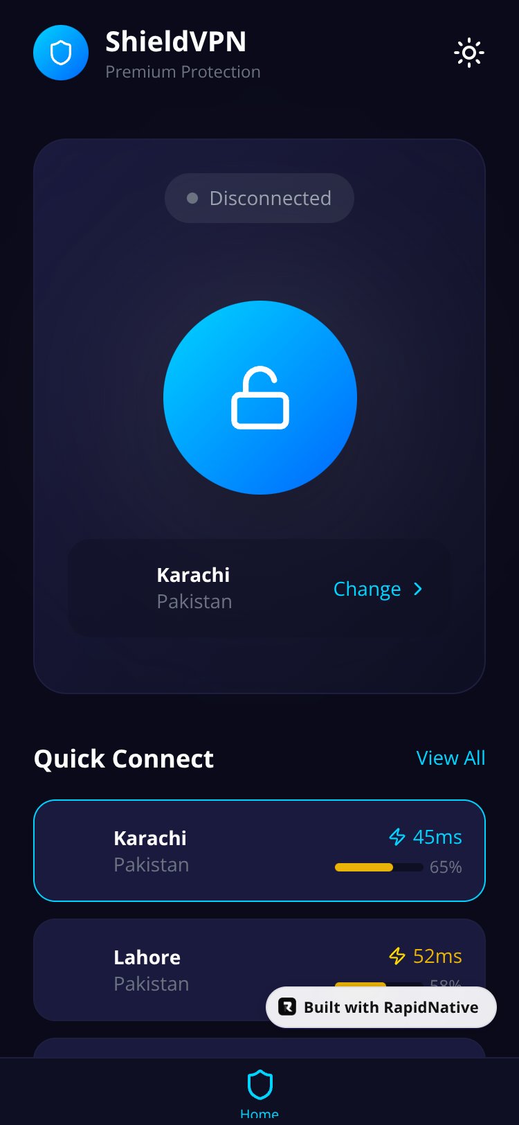 ShieldVPN screen 1