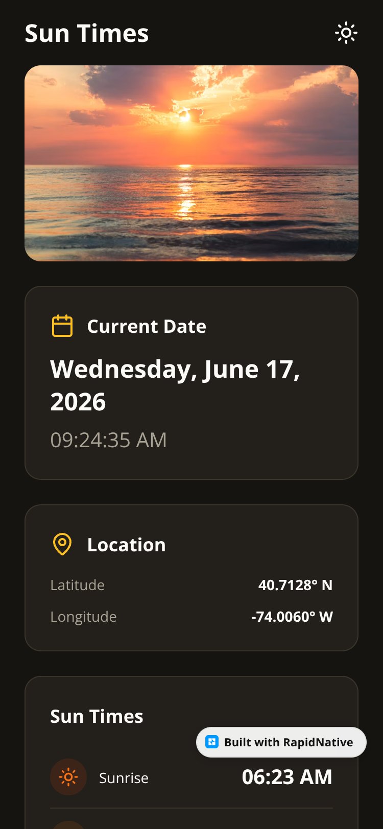 SunTracker screen 1