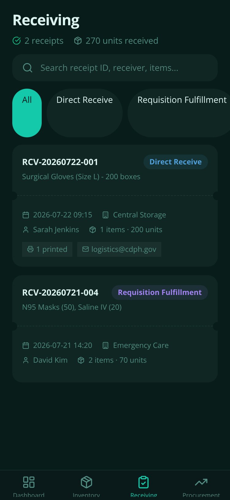 MedSupply Chain screen 1