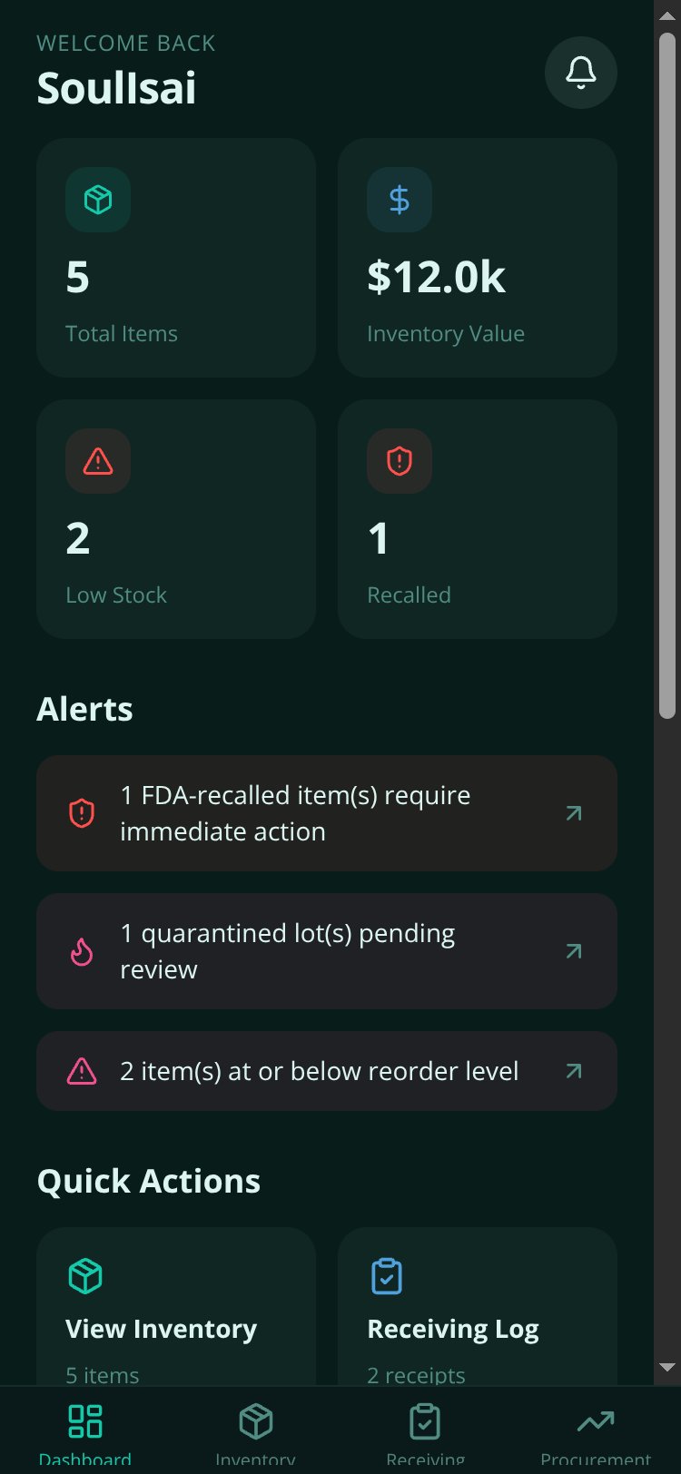 MedSupply Chain screen 2