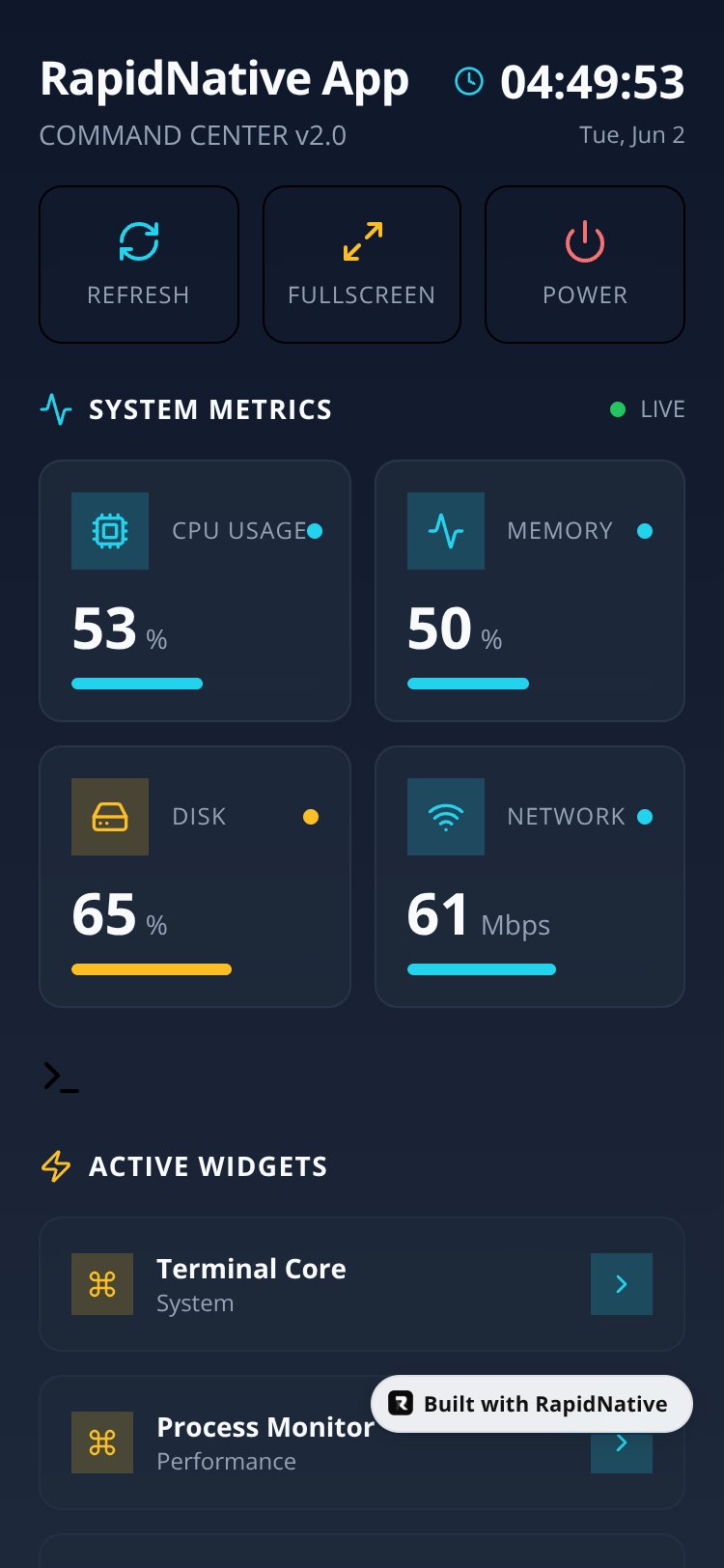 RapidNative App screen 1