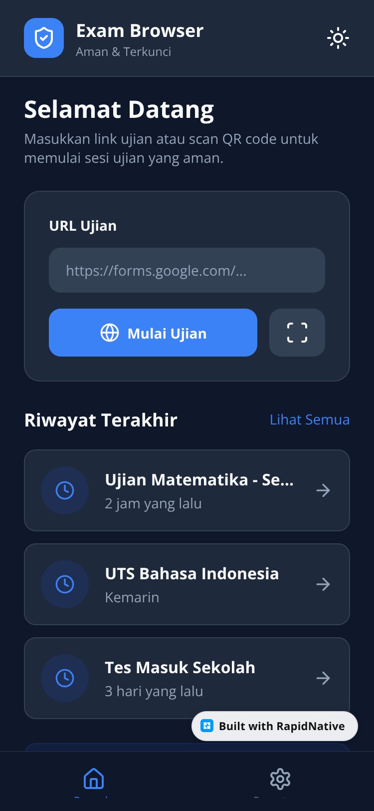 Exam Browser screen 3