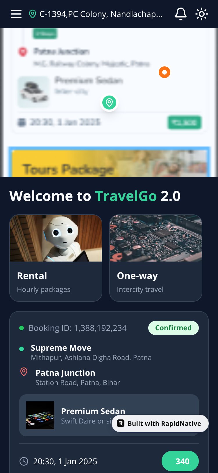 TravelGo screen 1