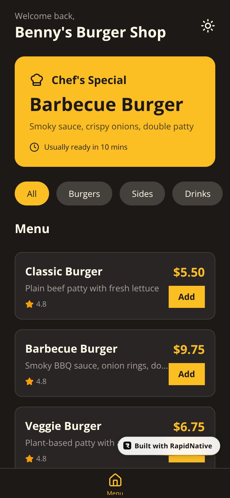 Benny's Burger Shop screen 1