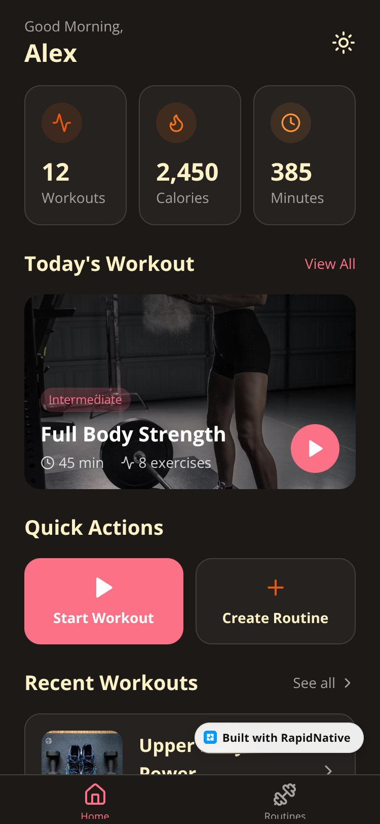 FitTrack screen 1