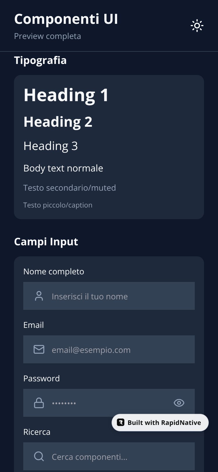 Mobile UI Components Preview screen 1