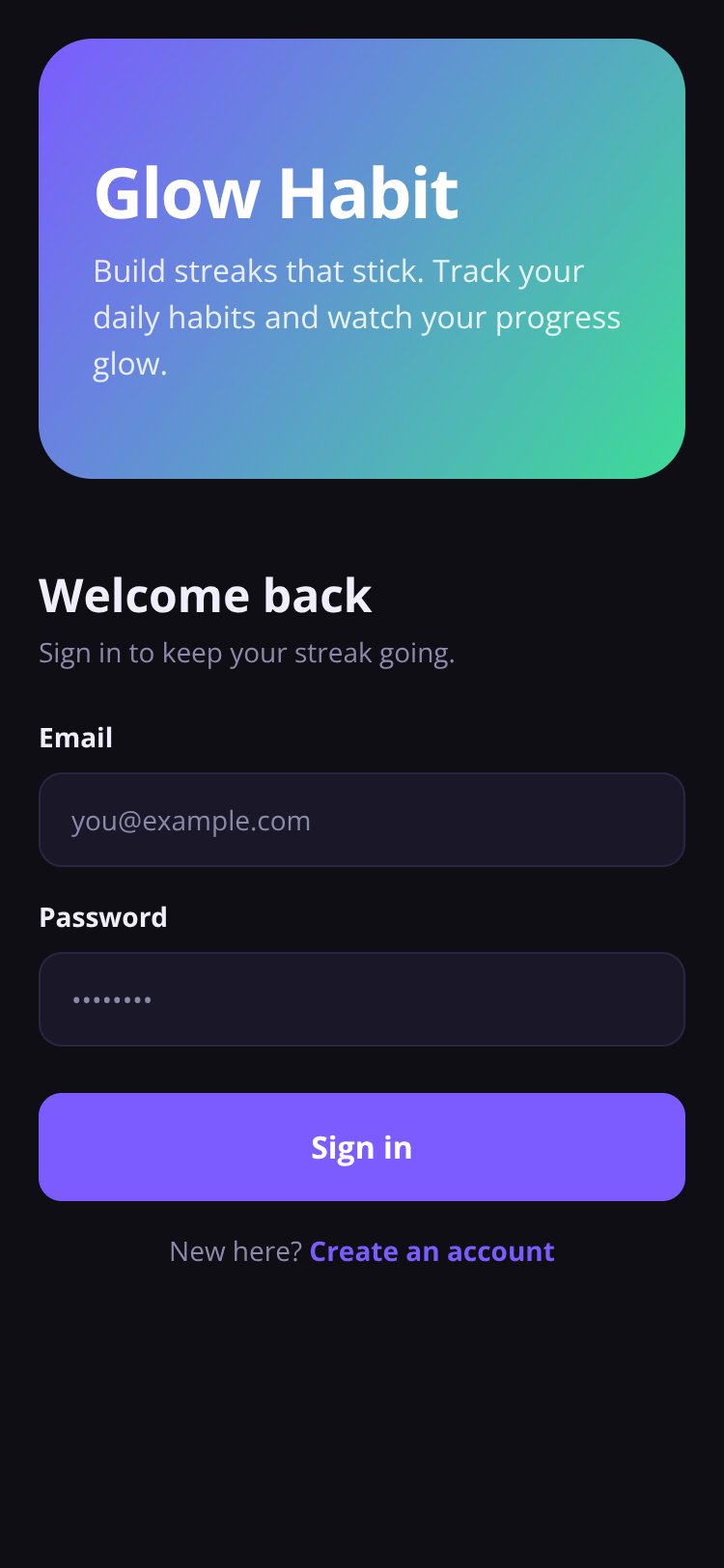 Glow Habit screen 1