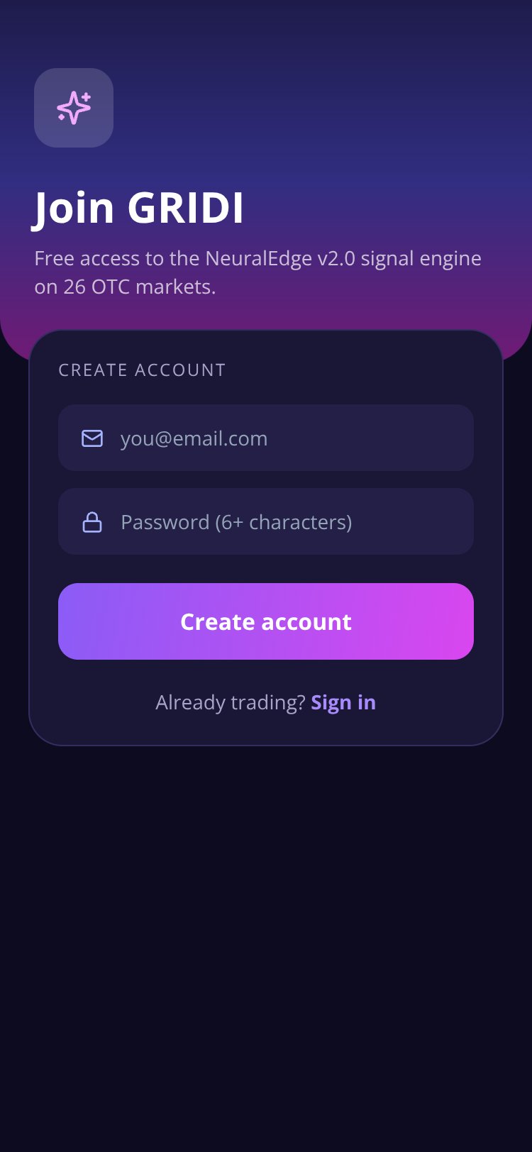 GRIDI AI Trading Copy screen 2