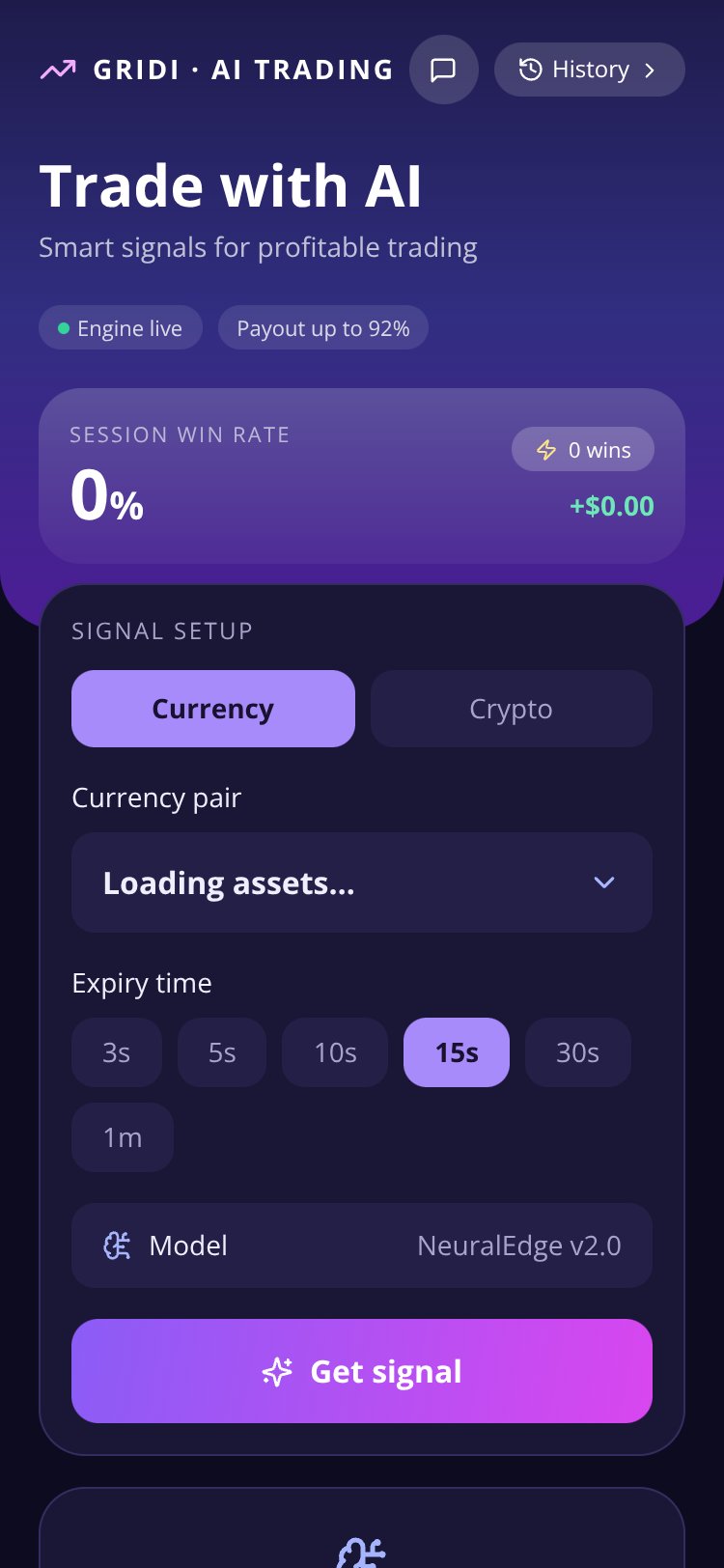 GRIDI AI Trading Copy screen 5