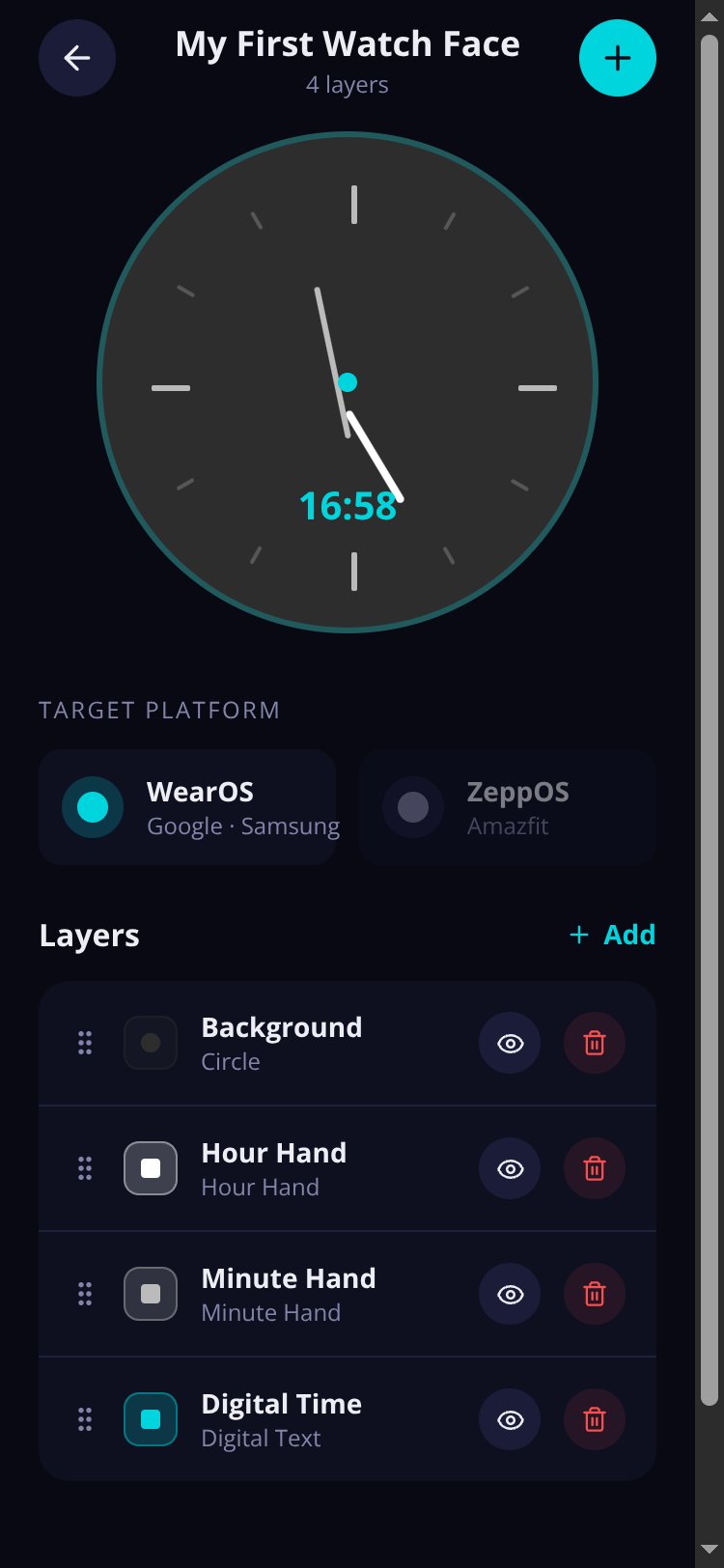 Watch Face Studio screen 1