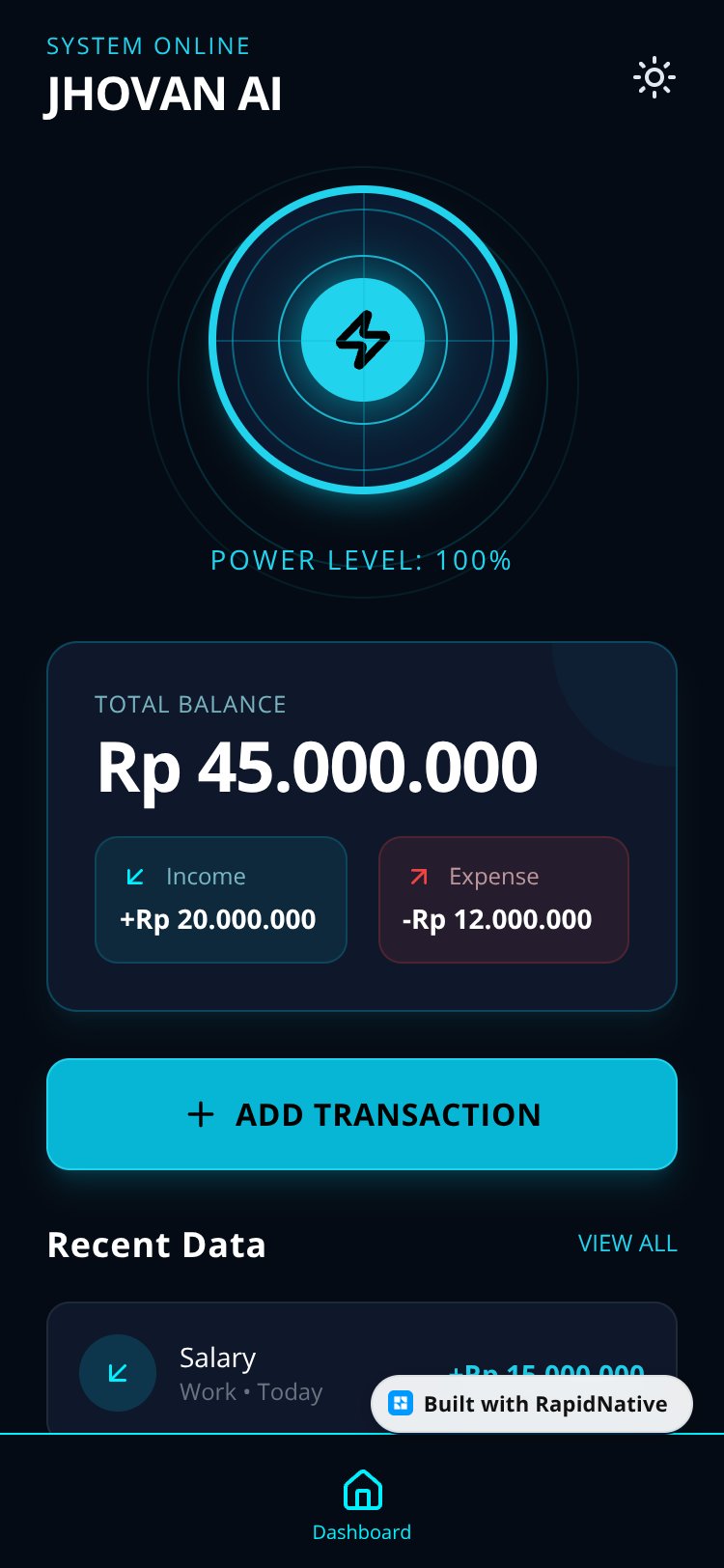 JHOVAN Money Management screen 2