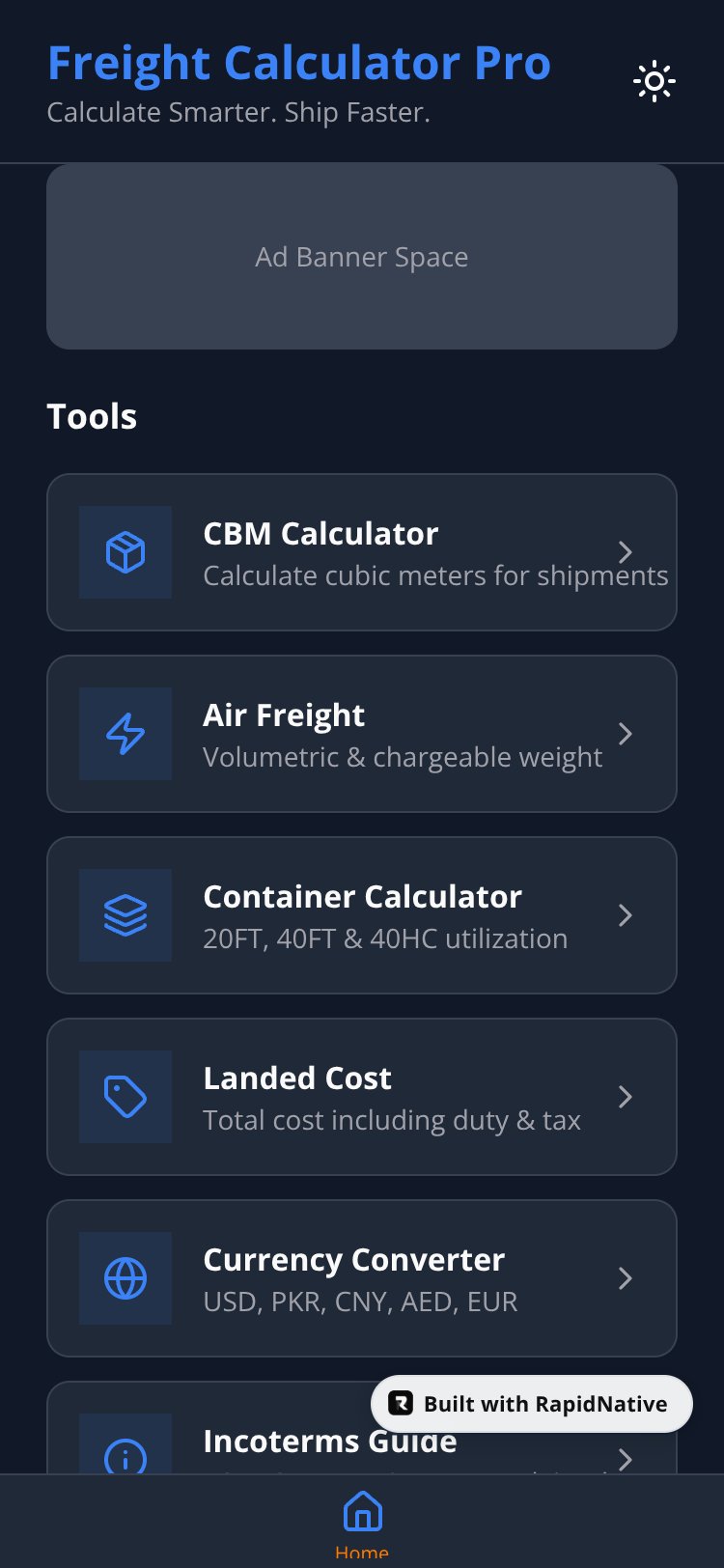 Freight Calculator Pro screen 2
