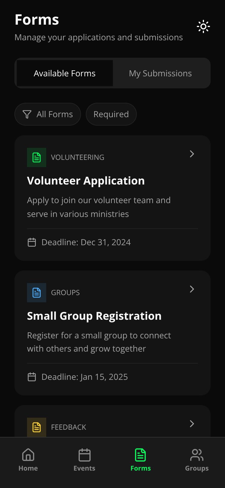 Harvesters Church App Copy screen 1
