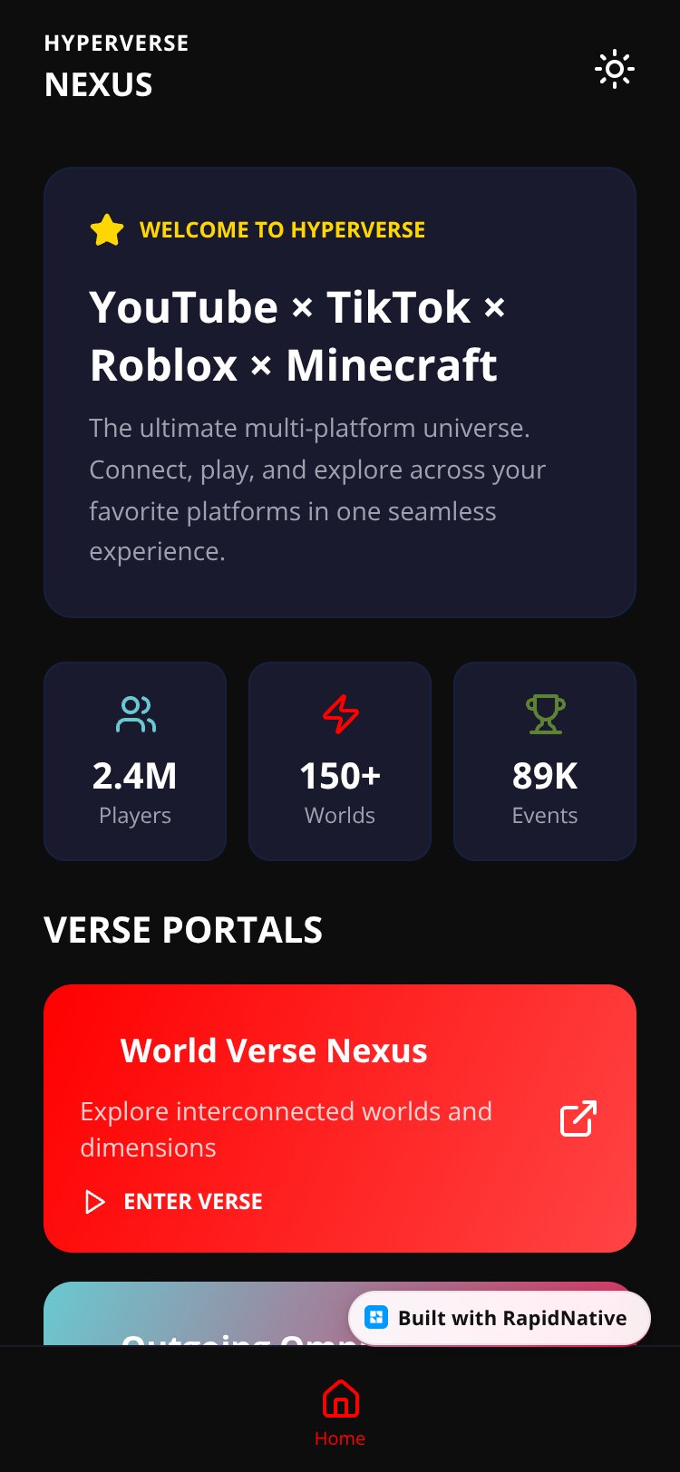 HyperVerse screen 1