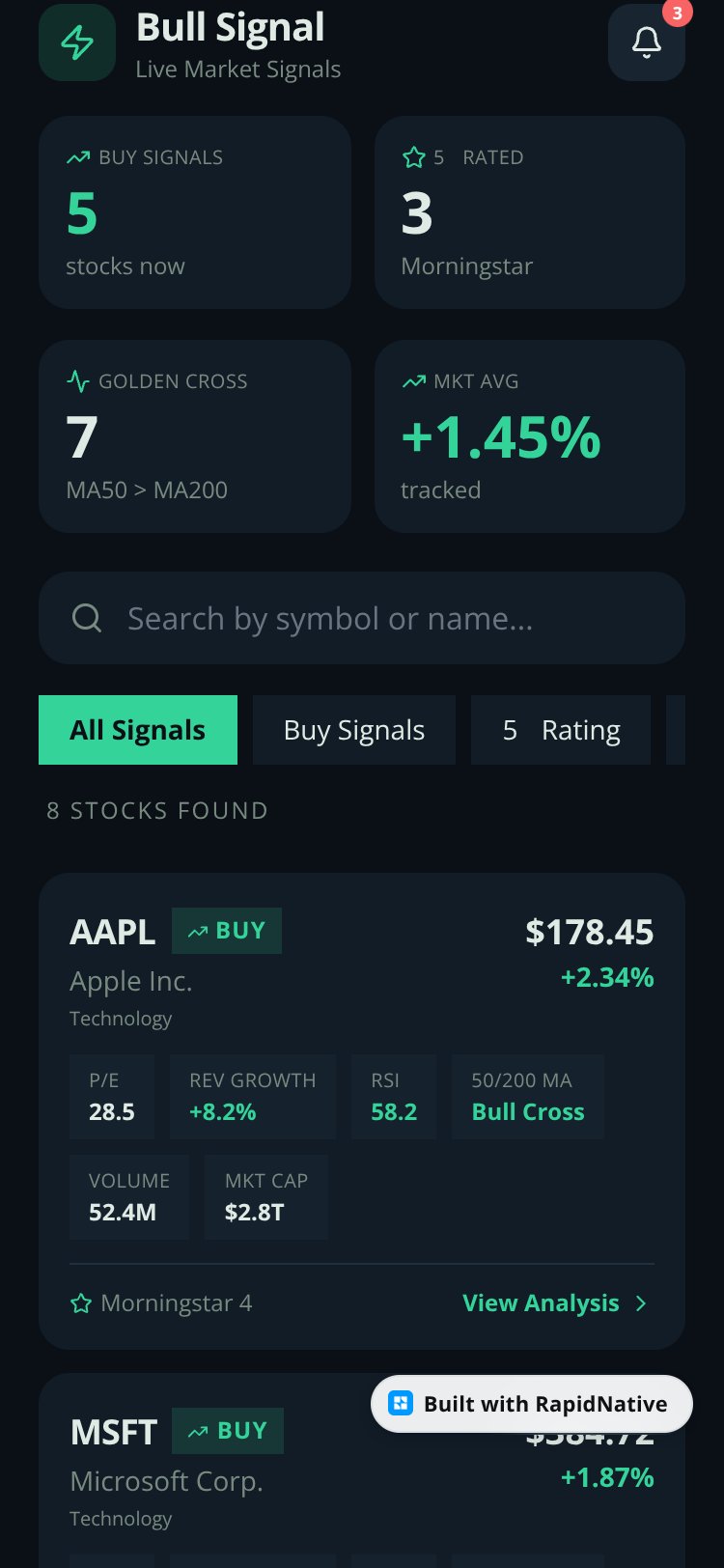 Bull Signal screen 2