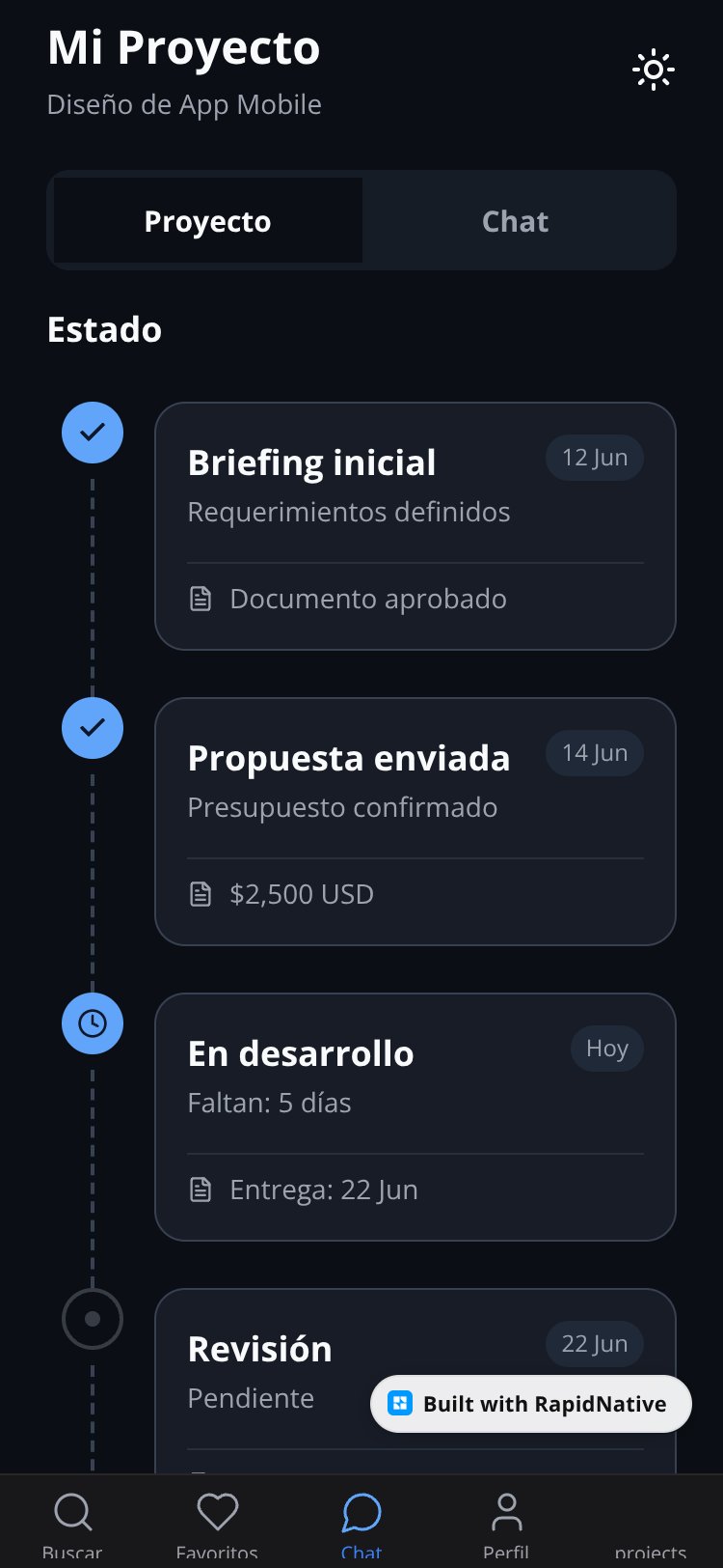 Project Tracker screen 5