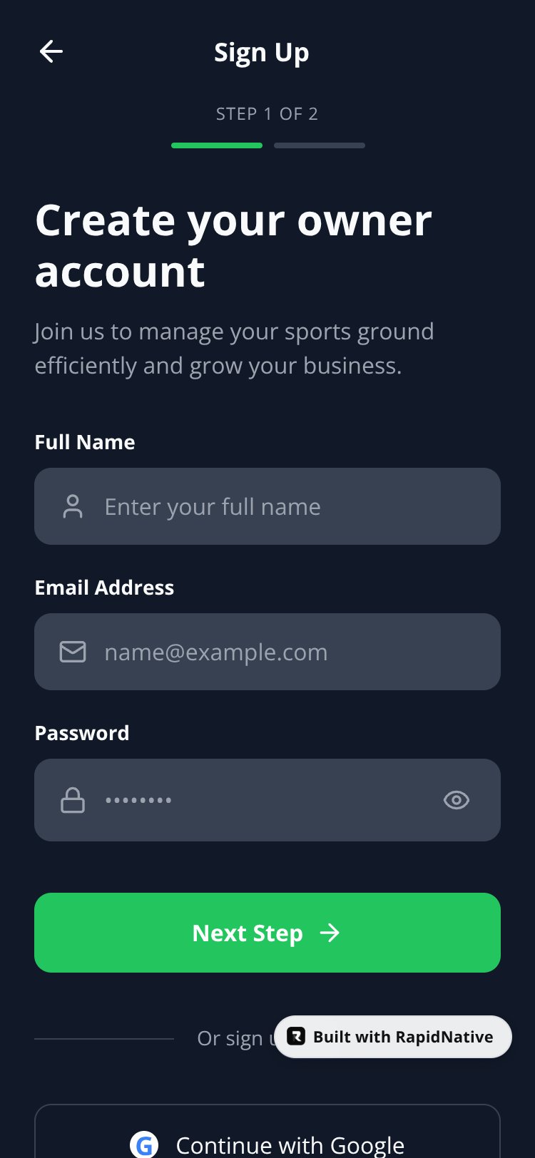 GroundBooker screen 2