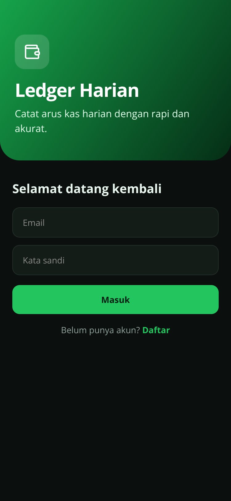 Ledger Harian screen 1