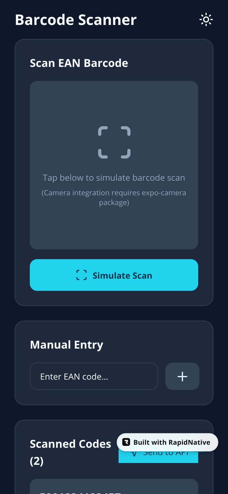 Barcode Scanner App screen 1