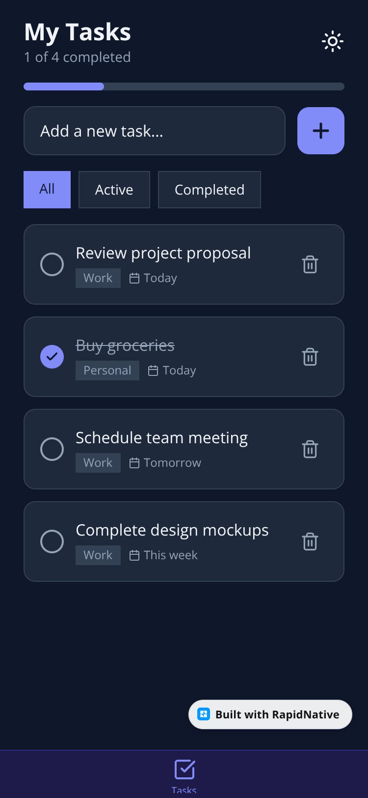 TodoTracker screen 1